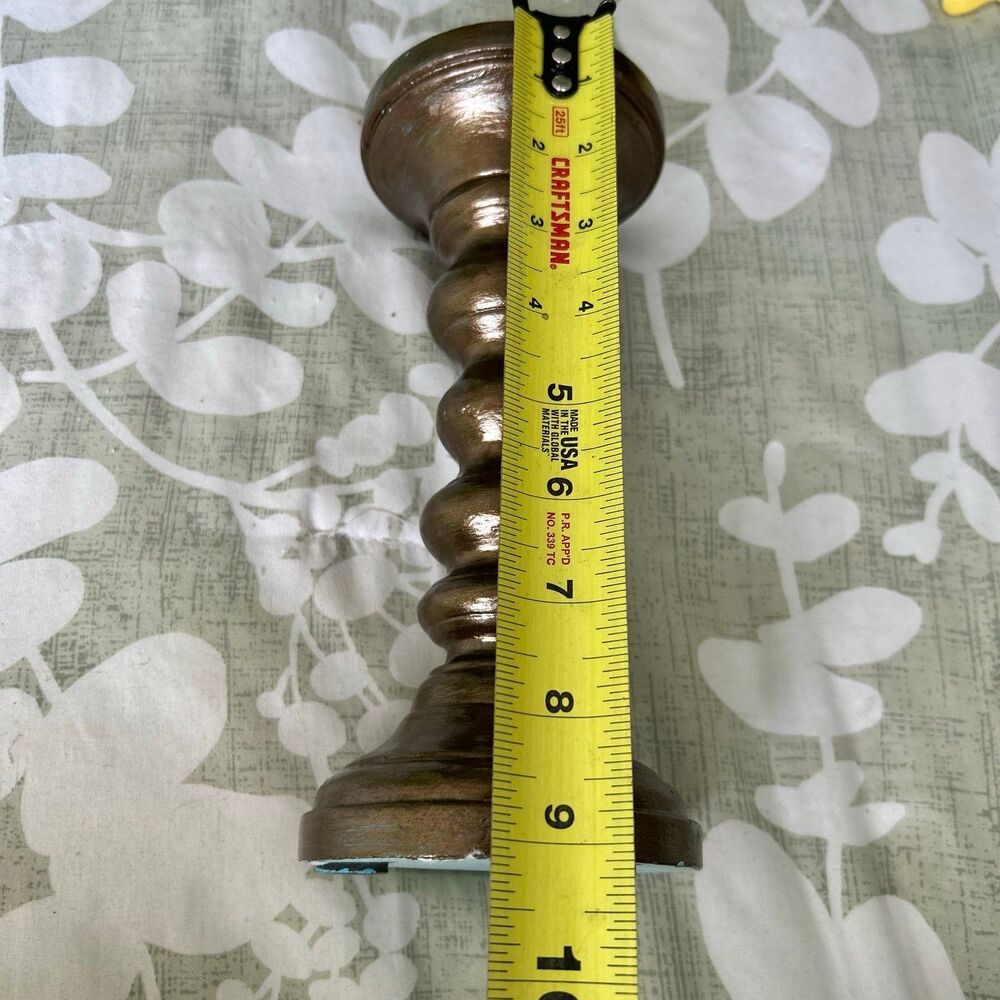 Rustic Uniquely Shaped Brassy Brown Colored Pillar Candle Holder - Picture 6 of 7